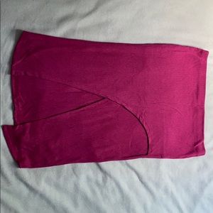 Red Ribbed Slit Skirt